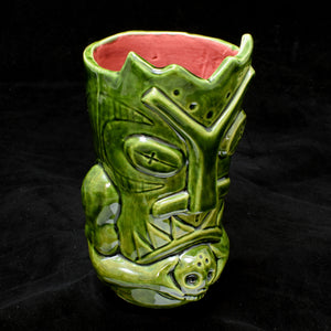 Terrible Tiki Mug, Gloss Green with Red