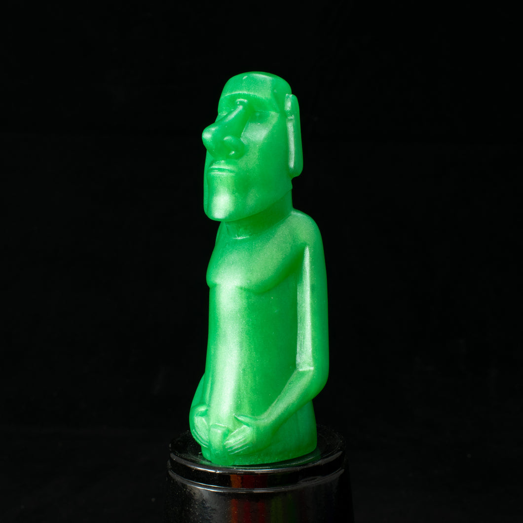 Mini Moai Figure, Green Pearl
