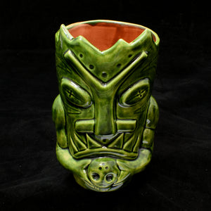 Terrible Tiki Mug, Gloss Green with Brick Red