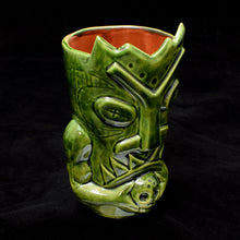 Load image into Gallery viewer, Terrible Tiki Mug, Gloss Green with Brick Red