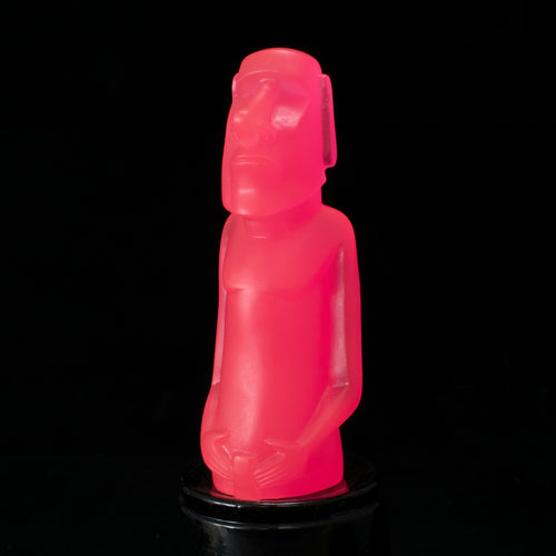 Mini Moai Figure, Rad Pink Glow in the Dark