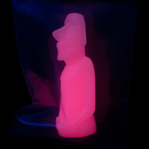 Mini Moai Figure, Rad Pink Glow in the Dark