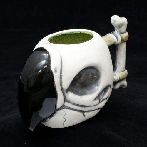 Parrot Skull Tiki Mug, Matte with Green Speckle