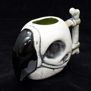 Parrot Skull Tiki Mug, Matte with Green Speckle