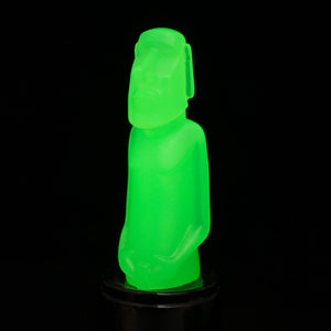 Mini Moai Figure, Glow in the Dark Green