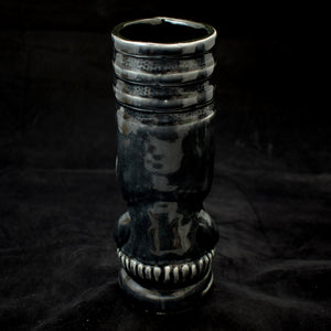 Toothy Tiki Mug, Gloss Translucent Black Glaze