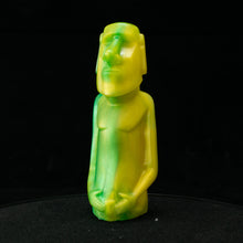 Load image into Gallery viewer, Mini Moai Figure, Green and Yellow Pearl Swirl