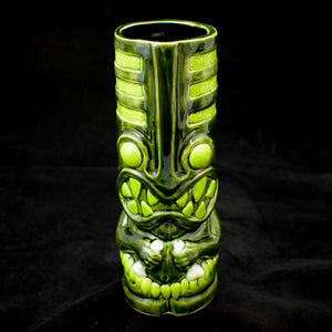 Toothy Tiki Mug, Two Tone Green Gloss Glaze