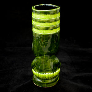 Toothy Tiki Mug, Two Tone Green Gloss Glaze