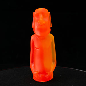 Mini Moai Figure, Neon Red and Yellow Swirl