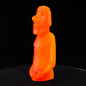 Mini Moai Figure, Neon Red and Yellow Swirl