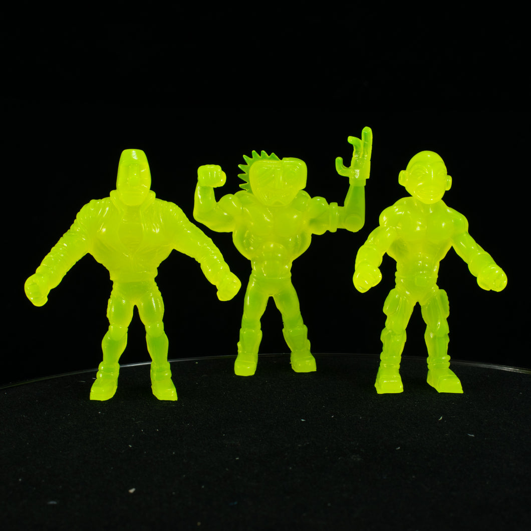 Tiki Melee T.I.K.I. Series 2 figures, Set of 3, UV Neon Yellow