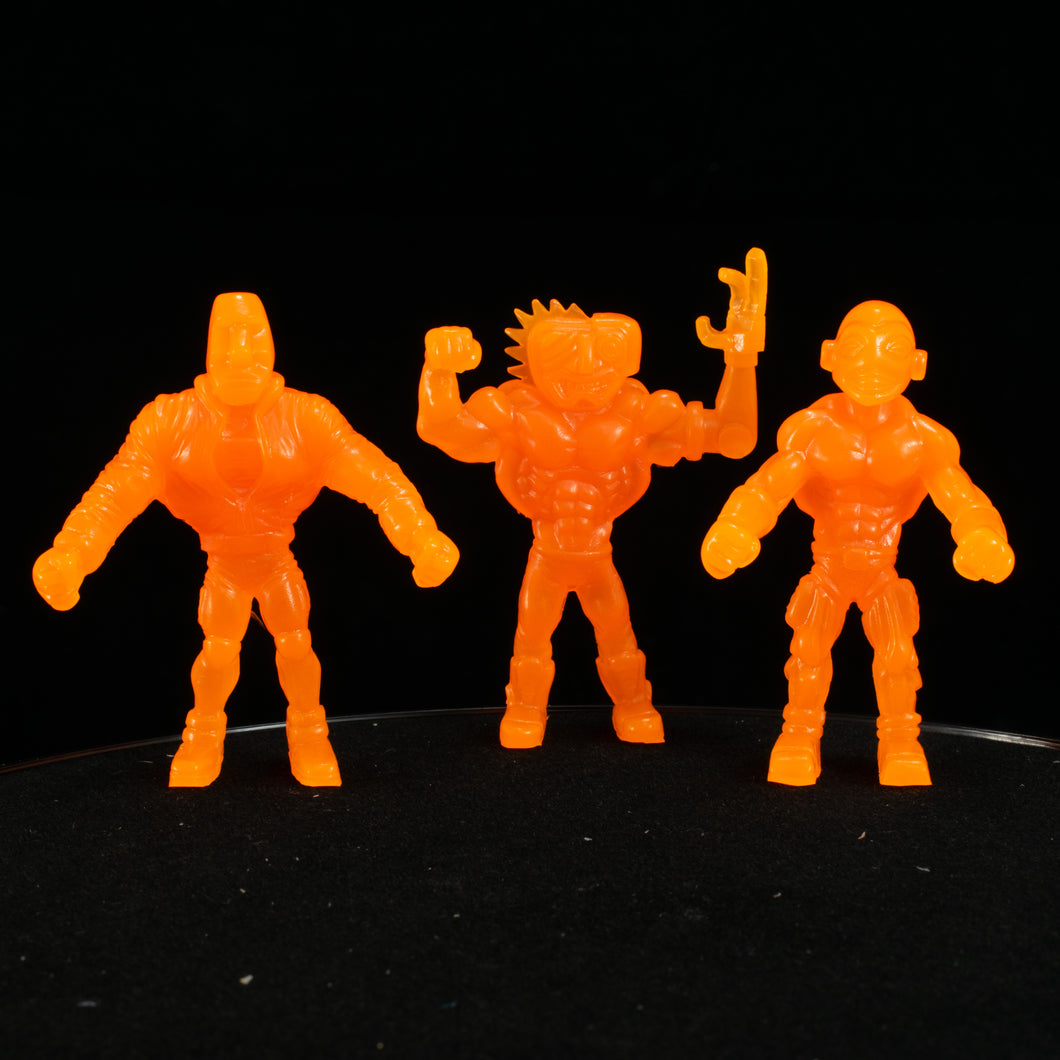 Tiki Melee T.I.K.I. Series 2 figures, Set of 3, Neon Yellow Orange