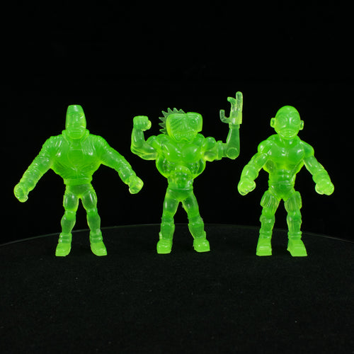 Tiki Melee T.I.K.I. Series 2 figures, Set of 3, Glow In the Dark Green
