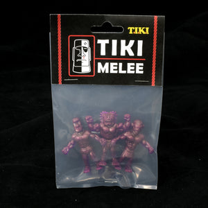 Tiki Melee T.I.K.I. figures One Off, Set of 3, Translucent Purple Interference Gold