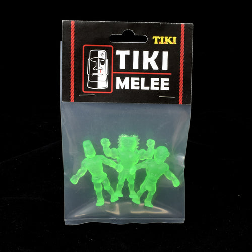 Tiki Melee T.I.K.I. figures One Off, Set of 3, NEON Green