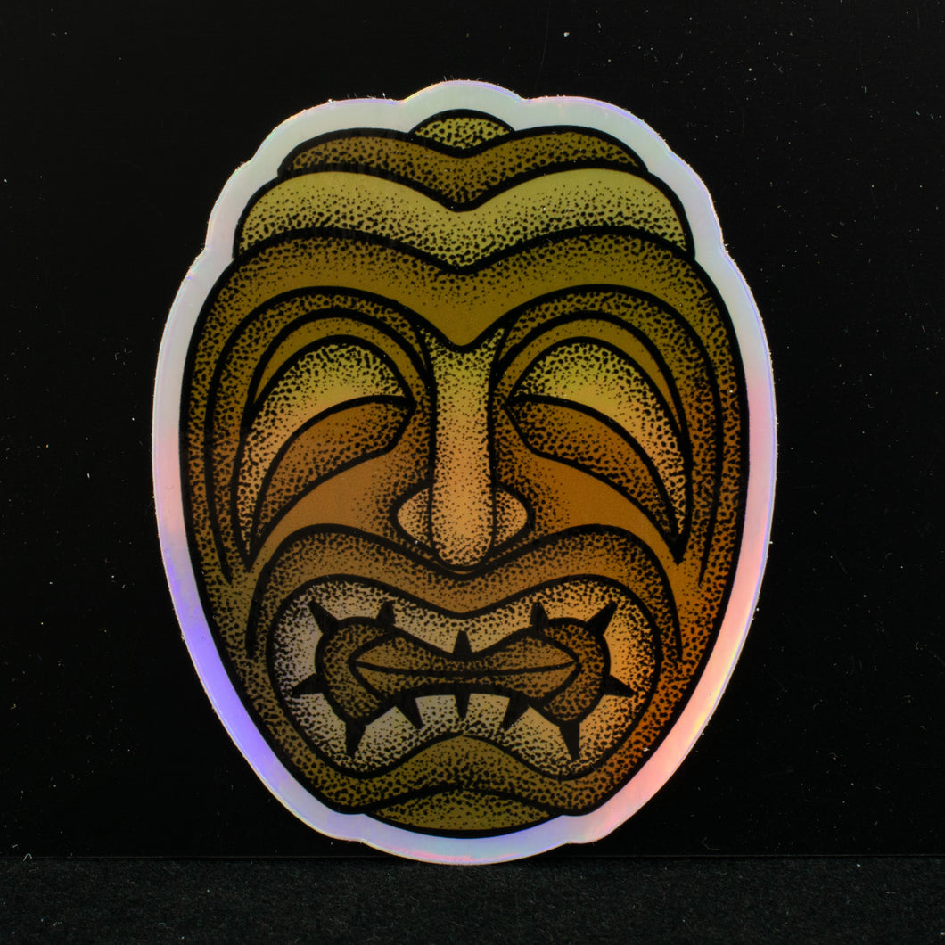 Holographic Tiki Face Sticker