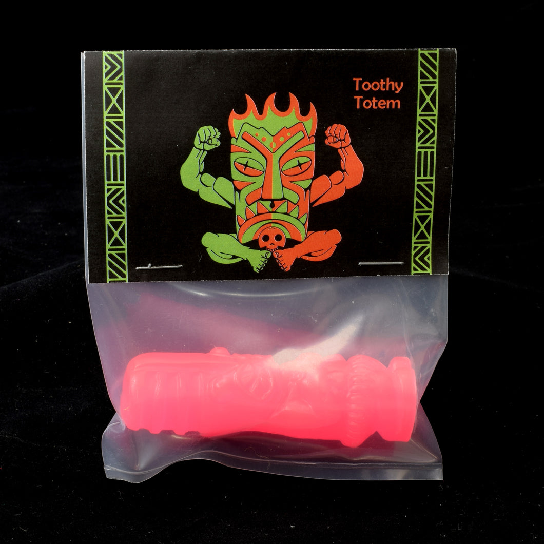Toothy Tiki Totem Minifigure One Off, Glow in the Dark Pink