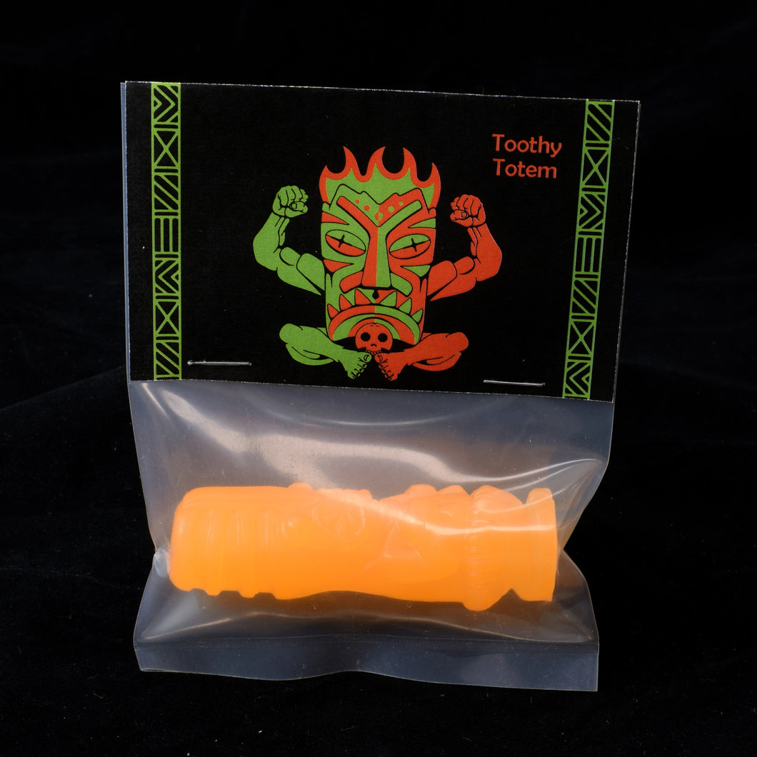 Toothy Tiki Totem Minifigure One Off, Glow in the Dark Orange
