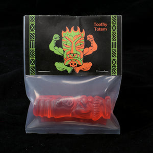 Toothy Tiki Totem Minifigure One Off, Translucent Red
