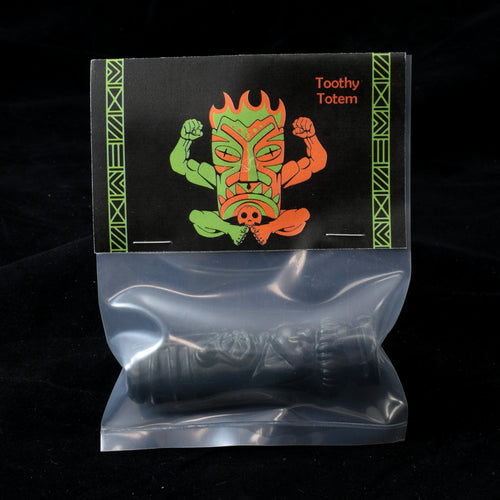 Toothy Tiki Totem Minifigure One Off, Dark Aqua and Black Swirl