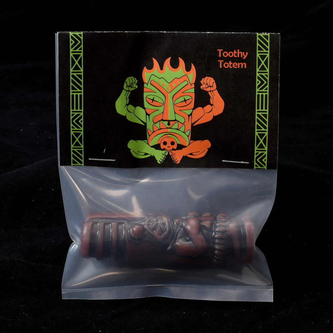 Toothy Tiki Totem Minifigure One Off, Dark Red Earth Wipe Away