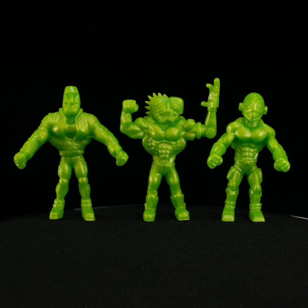 Tiki Melee T.I.K.I. Series 2 figures, Set of 3, Toxic Pearl Green