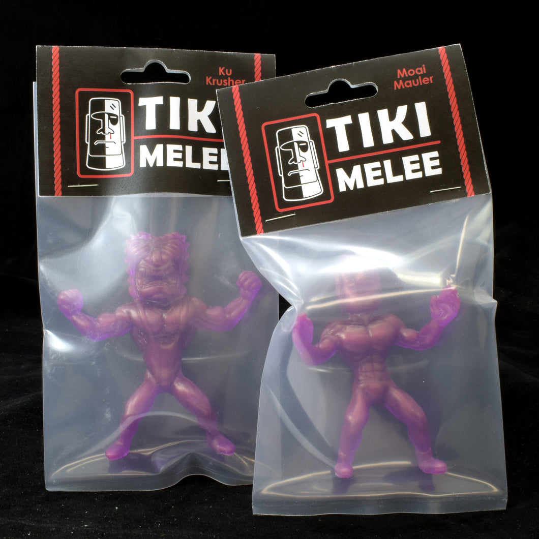 Tiki Melee Ku Crusher and Moai Mauler One Off Pair, Purple with Gold Pearl