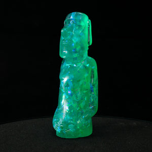 Mini Moai Figure, Blue Opal