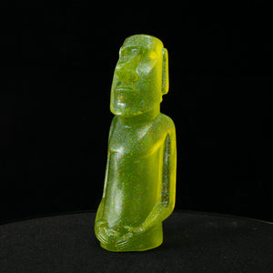 Mini Moai Figure, Lime Crystal Holo Glitter