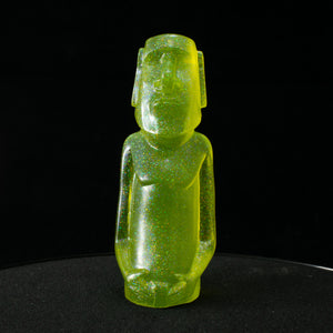 Mini Moai Figure, Lime Crystal Holo Glitter
