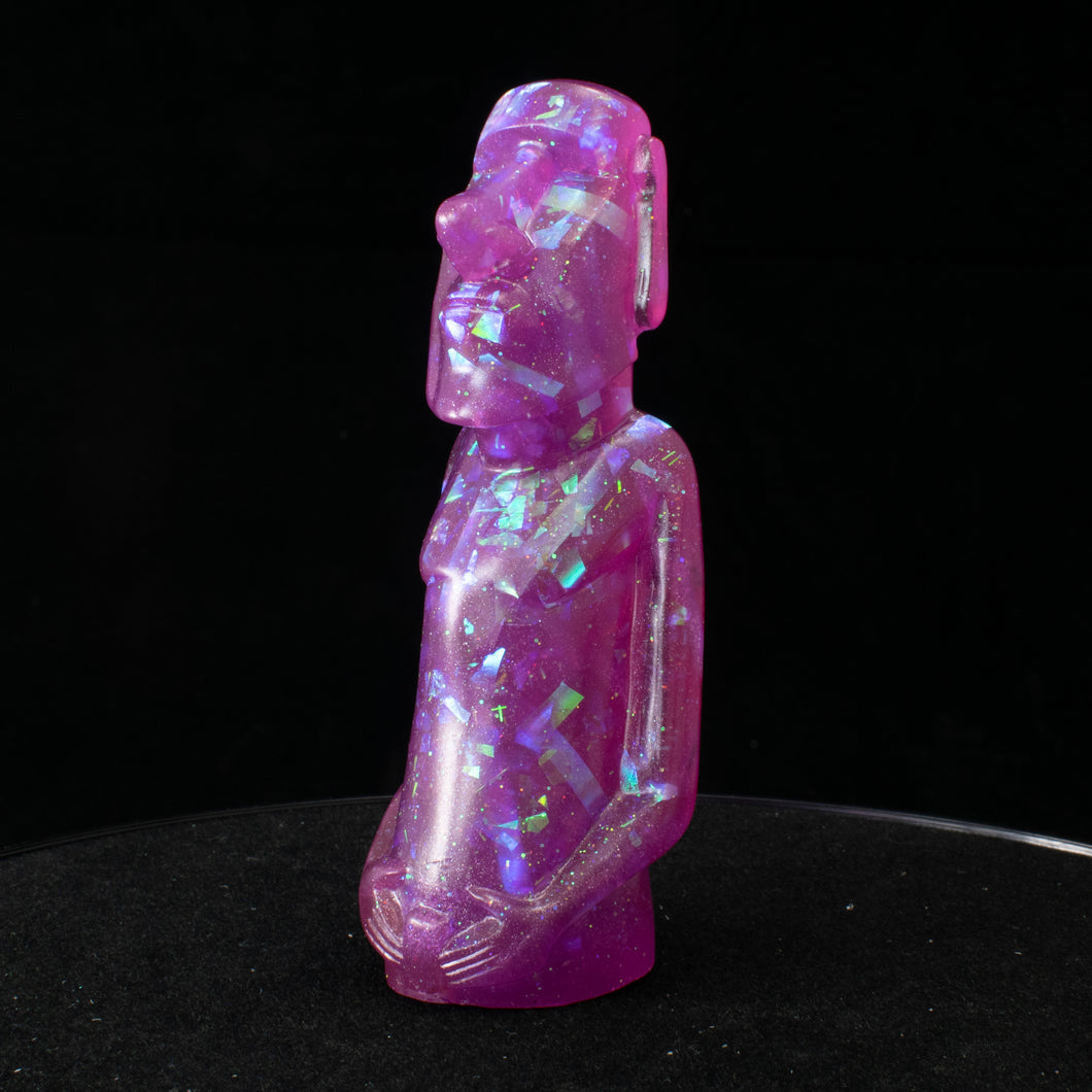 Mini Moai Figure, Mystic Purple Opal