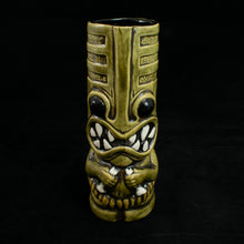 Load image into Gallery viewer, Toothy Tiki Mug, Olive Wipe Away with Black Interior Glaze