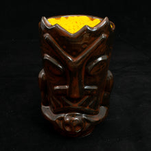 Load image into Gallery viewer, Terrible Tiki Mug, Gloss Black and Red with Yellow Speckle