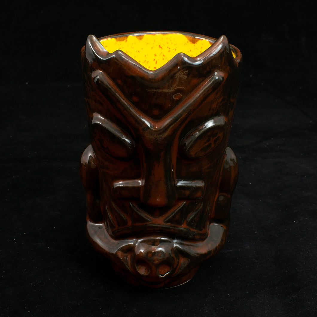 Terrible Tiki Mug, Gloss Black and Red with Yellow Speckle