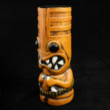 Load image into Gallery viewer, Toothy Tiki Mug, Orange Wipe Away with Black Interior Glaze