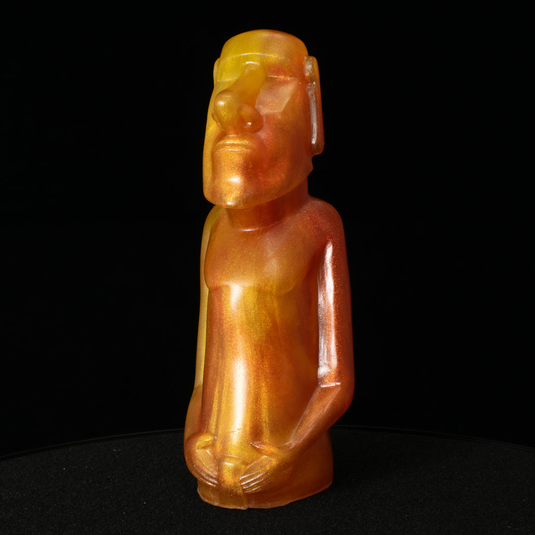 Mini Moai Figure, Copper and Yellow Pearl