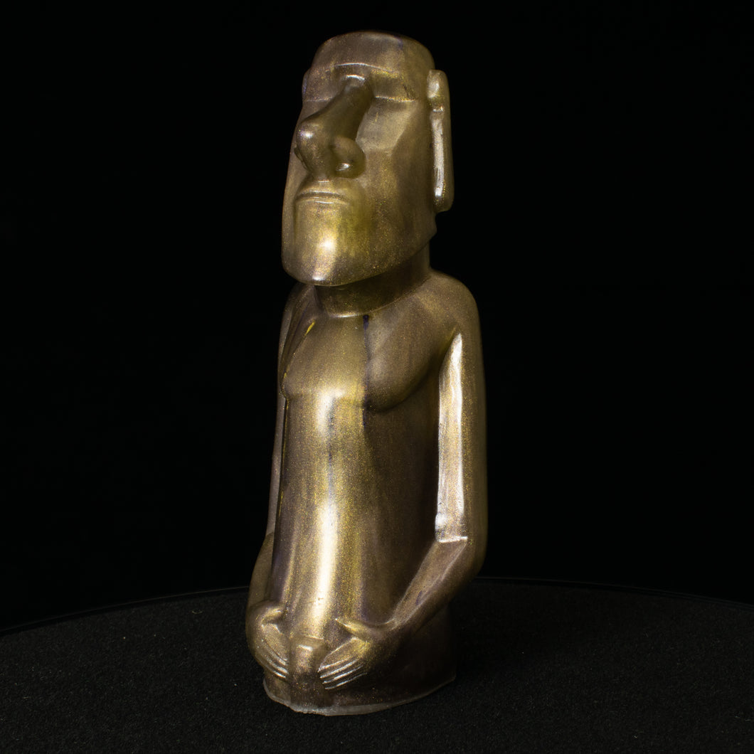 Mini Moai Figure, Gold and Purple Pearl