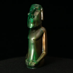 Mini Moai Figure, Copper and Green Pearl