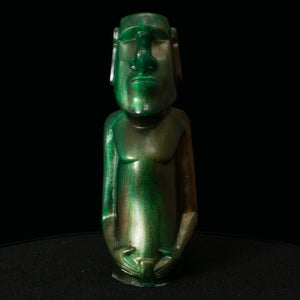 Mini Moai Figure, Copper and Green Pearl