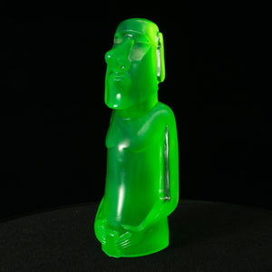 Mini Moai Figure, Neon Green Swirl
