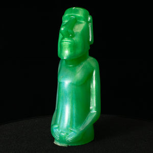 Mini Moai Figure, Green and Interference Blue Swirl