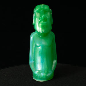 Mini Moai Figure, Green and Interference Blue Swirl