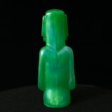 Load image into Gallery viewer, Mini Moai Figure, Green and Interference Blue Swirl