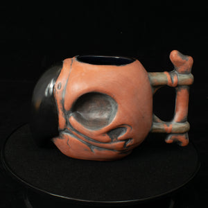 Parrot Skull Tiki Mug, Matte Terra Cotta with Black