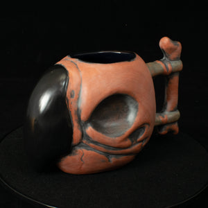Parrot Skull Tiki Mug, Matte Terra Cotta with Black