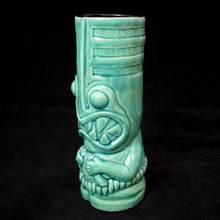 Load image into Gallery viewer, Toothy Tiki Mug, Gloss Translucent Teal Glaze