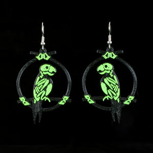 Terrible Tiki Enchanted Parrot Skeleton Earrings