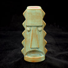 Load image into Gallery viewer, Tall Spiky Tiki Mug, Patina Green with Pink