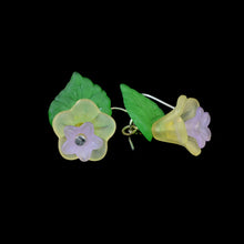 Load image into Gallery viewer, Little Hanging Flower Earrings, Yellow and Purple